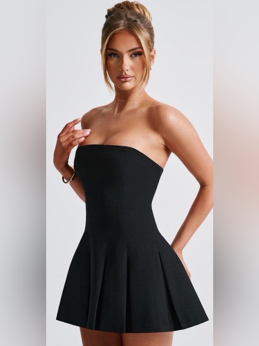 Babyboo Fashion Bryony Mini Dress Black Strapless Pleated Medium - WORN ONCE